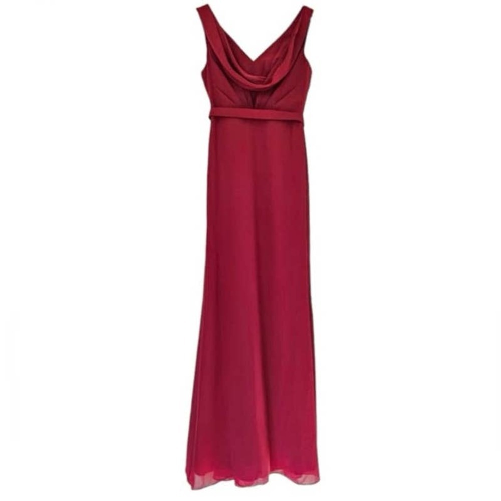 Jenny Packham Womens Burgundy Wine Colored Bridesmaid Formal Cowl Neck Maxi Gown